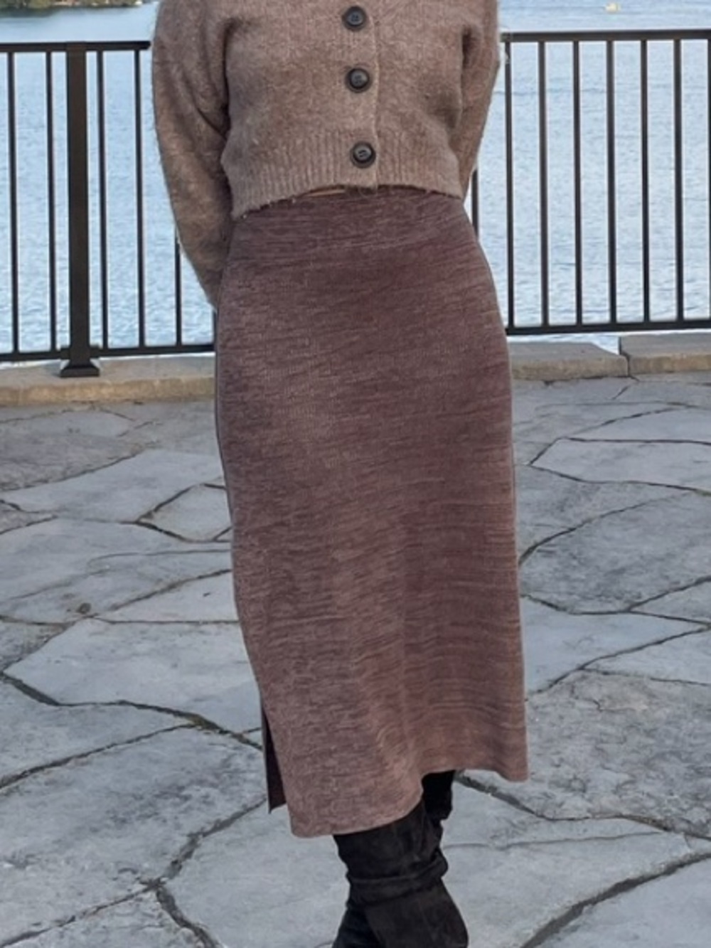 Free People Brown Knit Skirt